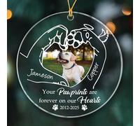 Ornements personnalisés en mémoire de chien amoureux - Cadeau pour chiens perdus, vos empreintes de pattes sont éternelles sur nos cœurs - Décoration de Noël 2025, photo et nom personnalisés