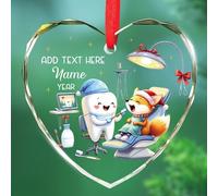 Ornements personnalisés en verre pour dentiste, cadeau de Noël pour assistant dentaire, texte et nom personnalisés, décoration de Noël 2025, décoration de Noël à suspendre