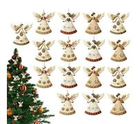 Ornements pour Arbre De Noël,2D Petits Pendentifs en Bois - 16 Pièces Ornements Plats d'arbre De Noël | pour Appui De Fenêtre Mur Porte Cheminée Voiture Étagère Salon Chambre Table Fête