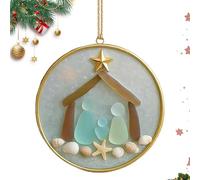 Ornements pour l'arbre de Noël - Pendentif en verre côtier, étoiles de mer et accent de coquillage | Accessoires pour l'atmosphère de vacances pour le salon, la chambre, les rebords de fenêtre, le déc