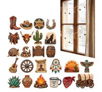 Ornements Pour L'Avent Créations Rétro en Acrylique Plat 2D | 24 Pièces Ornements Noël Cowboy Pour Sapin Mur Porte Maison Breloque De Sac Salon Fête Salle De ow-boy occidental