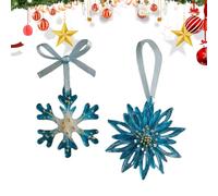 Ornements pour sapin de Noël - Pendentif en acrylique 2D - Élégant flocon de neige - Pour chambre à coucher, balcon, porte, mur, jardin, cour, chemin