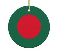 Ornements ronds en céramique avec motif drapeau du Bangladesh - Décorations de sapin de Noël, ajoutant de la chaleur et de l'éclat aux fêtes de fin d'année