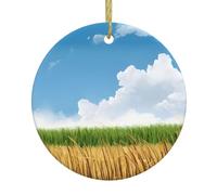 Ornements ronds personnalisés en céramique à suspendre en forme de champ de blé pour Noël, vacances, mariage, fournitures de fête, cadeaux souvenirs 1 pièce