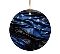 Ornements ronds plats à suspendre pour Noël, hiver, Nouvel An, drapeau américain, bleu