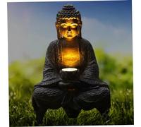 Ornements solaires Bouddha, 10,6 pouces de la statue de Bouddha extérieur, statues de Bouddha de jardin zen avec des lumières solaires, ornements solaires Bouddha pour la maison de méditation spiritu