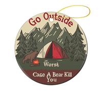 Ornements Sortez, Au Pire Un Ours Vous Tuera. La Nature Est Dense. Suspendre Porcelaine Noël Décoration pour Vacances Fête Maison