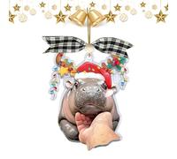 Ornements suspendus d'arbre de Noël, pendentifs de Noël avec animaux,Ornements d'arbres en résine Pendentifs de Noël hippopotames créatifs - Décoration de maison créative, fournitures nat