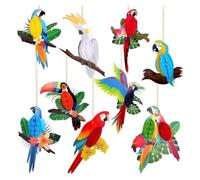 Ornements Suspendus De Perroquets, Décorations Murales D'oiseaux, 9 Pièces | Décorations De Perroquets Tropicaux, Décorations De Fête Hawaiian, Oiseaux Décoratifs Suspendus En Pour Fête