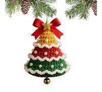 Ornements tricotés pour sapin de Noël - Pendentif couronne de Père Noël, clochette, boules de Noël au crochet pour portes intérieures, fenêtres, festivals, fêtes, amateurs d'artisanat