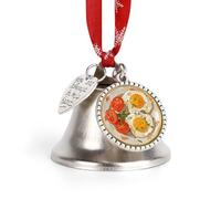 Ornements, œufs et tomates - Cloche de Noël annuelle 2025 avec un ruban rouge à suspendre, décoration d'arbre d'hiver, décorations d'hiver