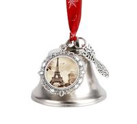 Ornements, vintage Paris Tour Eiffel Papillon Cloche de Noël annuelle 2025 Comprend un ruban rouge à suspendre, décoration d'arbre d'hiver, décorations d'hiver