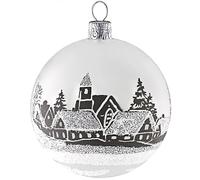 Ornex Set (Ø 7 cm) en Verre soufflé et décoré à la Main pour Sapin de Noël, décorations, Blanc, 3 Boules Ø 7 cm, 3 unités