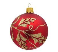 Ornex Set (Ø 7 cm) en Verre soufflé et décoré à la Main pour Sapin de Noël, décorations, Rouge, Or, 3 Boules Ø 7 cm, 3 unités