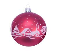 Ornex Set (Ø 8 cm) en Verre soufflé et décoré à la Main pour Sapin de Noël, Rouge, 3 Boules Ø 8 cm, 3 unités