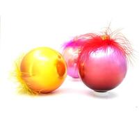 Ornex Set d'ornement (Ø 7 cm) en Verre soufflé et décoré à la Main avec Plumes pour Sapin de Noël, Couleurs Assorties décorations, Multicolore, 6 Boules Ø 7 cm, 6 unités