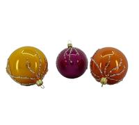 Ornex Set d'ornement (Ø 8 cm) en Verre soufflé et décoré à la Main avec Perles pour Sapin de Noël, Couleurs Assorties décorations, Multicolore, 6 Boules Ø 8 cm, 6 unités