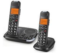 ORNIN D1015E Système téléphonique sans fil extensible avec répondeur, identification de l'appelant, gros boutons, haut-parleur, assistance audio - Maison et petite entreprise (2 combinés)