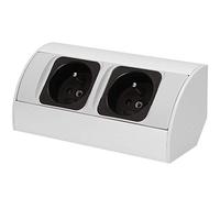 ORNO AE-1303 Multiprise Electrique Idéal pour Cuisine Bureau et Plan de Travail Montage en saillie à 45° Prise Standard 3680W Type Français (Type E) (Argent)