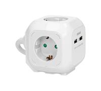 ORNO AE-13144(GS) Cube multiprise Schuko, 2xchargeur USB, 1,4 m H05VV-F 3x1,5 mm2 - Produit pour Le Marché Allemand