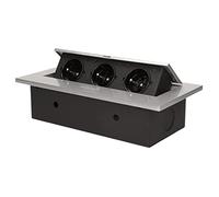 Orno AE-1336/B Bloc Multiprise Electrique Encastrable Escamotable 3 Prises 2500W (Argent)