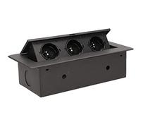 Orno AE-1336/B Bloc Multiprise Electrique Encastrable Escamotable 3 Prises 2500W Noir