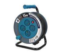 Enrouleur électrique 15m, 4 prises, couleur bleu - Orno Bleu