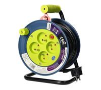 Orno AE-1339 Mini Enrouleur Electrique 15m avec 4 Prises Support et Protection Thermique 2300W / 10A 230V 50Hz - (Jaune)