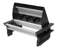 Orno Bloc Prise Encastrable Plan de Travail, 3 Prises 3680W, Longueur de Câble: 1,8m (sans USB) Argent/Noir