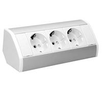 ORNO GM-9001/(GS) Multiprise Electrique d'angle Idéal pour Cuisine, Bureau et Plan de Travail, Montage en saillie à 45°, 3680W - Type De Prise Allemand - Schuko (Blanc)