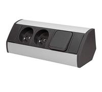 Orno GM-9002/W-G Multiprise Electrique d'angle avec Disjoncteur pour Cuisine, Bureau Et Plan De Travail (Noir)