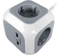 ORNO AE-13144(GS) Bloc multiprise cube Schuko, 2 chargeurs USB, 1,4 m H05VV-F 3 x 1,5 mm² (blanc gris)