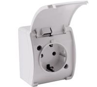 ORNO OE-7105 Prise Exterieure Etanche IP44 Montage en surface Version du produit Schuko (Blanc)