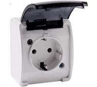ORNO OE-7105 Prise Exterieure Etanche IP44 Montage en surface Version du produit Schuko (Blanc fumé)