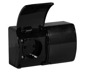ORNO OE-7106 Prise Exterieure Etanche IP44 Montage en surface Version du produit Schuko (Noir)