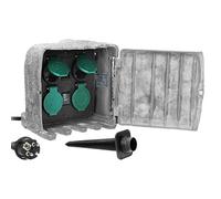 ORNO OR-AE-13185 (GS) Prise Exterieure Etanche Câble en Caoutchouc H07RN-F 3x1,5mm 2, 3m, 2 Modes de Fonctionnement IP 44 - Produit pour Le Marché Allemand