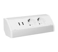 Orno OR-GM-9003/W-G (GS) Prise d'angle 2 Voies avec sécurité Enfant + 2X Chargeur USB 45 ° Montage en saillie Blanc