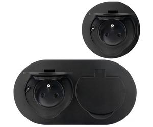 ORNO Prise double étanche encastrée IP55 noire 2x2P+T ovale