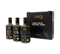 Oro Campania - Coffret dégustation spécial Huile d'olive extra vierge AOP et biologique, 100% italien, extrait à froid, avec Geryon herbacé, Turion intense, Jurèca fruité, 3x500 ml