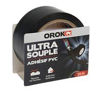 OROK - 647042 - Ruban Adhésif PVC Noir 25 m x 48 mm - Ruban de Chantier Souple et Extensible - Usage Intérieur et Extérieur - Adhésif Multifonction