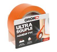 OROK 647043 Ruban Adhésif PVC Orange 33m x 50mm - Scotch de Chantier Souple et Extensible - Ruban Multifonction Bricolage Étanchéité Intérieur Extérieur