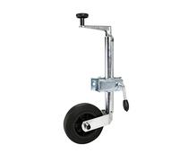 OROK - Bride + Roue Jockey remorque diamètre 35mm avec manivelle - Acier galvanisé - Kit Roue Jockey Pleine Plastique 160mm - Charge Max. à la flèche 80kg - Livrée avec Bride + visserie