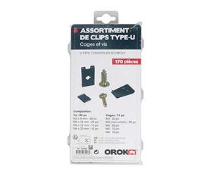 OROK - Coffret de 170 Assortiment de Clips - Type-U - Composition : 85 vis: 40x M3x8mm; 20 x M4 x16mm; 15 xM5x12mm; 10x M6x20mm, 85 Cages: 20 xM3, 20xM3 avec entaille; 15 xM5; 10 xM6