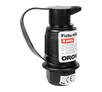 OROK - Fiche mâle pour remorques, Prise 3 Broches - 1 pièce - avec Capuchon de Protection - Prise 12/24 Volts - Convient pour Tous Types d'utilisations - Accessoires universels pour remorque