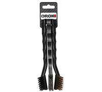 OROK - Lot de 3 brosses Multi-usages, Lot de 3 brosses métal - pour Le Nettoyage de Circuits et de Bougies - Longueur: 170 mm - 3 matières: en Laiton, Acier Inoxydable et Nylon - Manches en Plastique