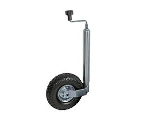 OROK - Roue Jockey remorque diamètre 48mm avec manivelle - Acier galvanisé - Roue Jockey Gonflable 255mm - Charge Maximum supportée à la flèche 135kg - Bride (Collier à charnière) Non fourni