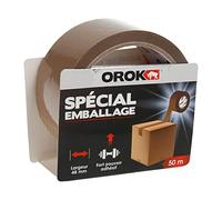 OROK - Ruban adhésif d'emballage - Adhésif d'emballage marron, déménagement - 50m x 48mm - Haute résistance, fort pouvoir - Usage intérieur - Colis légers / mi-lourds, Nc
