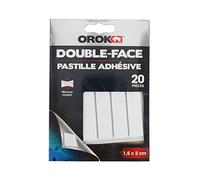 OROK - Ruban adhésif double face, Bricolage - Lot de 20 tampons adhésif double face mousse 1,5cm x 2cm - Lot de 20 pastilles adhésif double face spécial surfaces irrégulières 1,5cm x 2cm