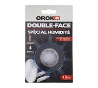 OROK - Ruban adhésif double face, Bricolage - Ruban adhésif double face extérieur 1,5m x 19mm - Ruban adhésif double face spécial humidité 1,5m x 19mm - Utilisation extérieur et pièces humides