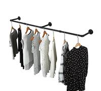 Oroonoko Support mural en tuyau industriel de 182,9 cm pour barre de suspension pour buanderie, charge maximale de 61,2 kg, noir (182,9 cm (1 pièce))